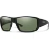 Smith Guides 62mm Chromapop™ Polarized Oversize Wraparound Sunglasses In Black/chromapop Gray Green
