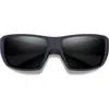 Smith Guides 62mm Chromapop™ Polarized Oversize Wraparound Sunglasses In Blue