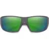 Smith Guides 62mm Chromapop™ Polarized Oversize Wraparound Sunglasses In Cement/chromapop Green