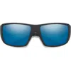 Smith Guides 62mm Chromapop™ Polarized Oversize Wraparound Sunglasses In Matte Black/blue Mirror