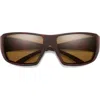 Smith Guides 62mm Chromapop™ Polarized Oversize Wraparound Sunglasses In Matte Tortoise/brown