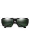 Smith Guides Choice 63mm Chromapop™ Polarized Oversize Square Sunglasses In Matte Black/gray Green