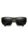 Smith Guides Choice 63mm Chromapop™ Polarized Oversize Square Sunglasses In Matte Moss/chromapop Black