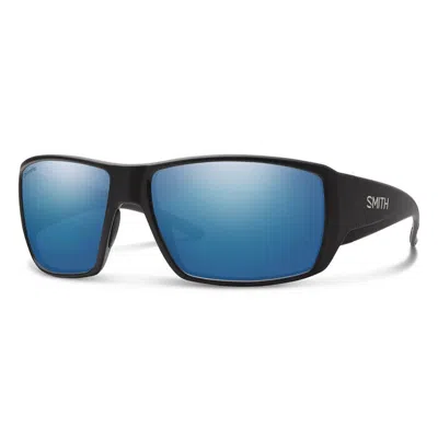 Pre-owned Smith Guides Choice Sunglasses - Matte Black W/chromapop Polarized Blue Mirror