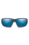 Smith Hookset 62mm Chromapop™ Polarized Oversize Wraparound Sunglasses In Blue