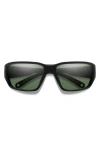 Smith Hookset 62mm Chromapop™ Polarized Oversize Wraparound Sunglasses In Black/chromapop Gray Green