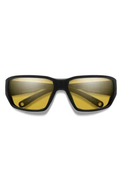 Smith Hookset 62mm Chromapop™ Polarized Oversize Wraparound Sunglasses In Black/low Light Yellow
