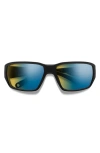 Smith Hookset 62mm Chromapop™ Polarized Oversize Wraparound Sunglasses In Black/yellow Blue