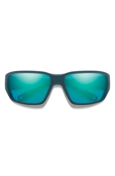 Smith Hookset 62mm Chromapop™ Polarized Oversize Wraparound Sunglasses In Blue