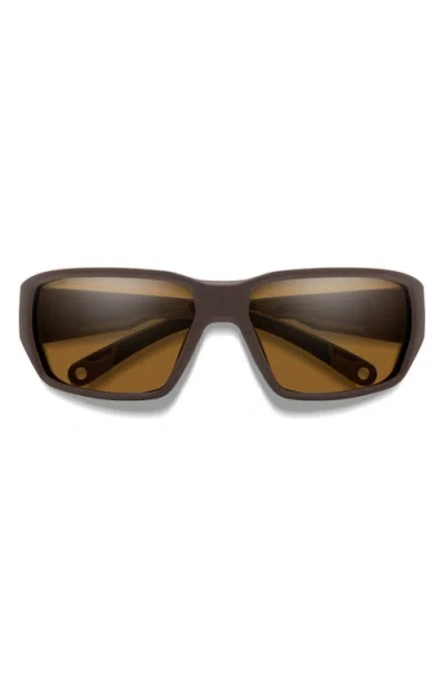 Smith Hookset 62mm Chromapop™ Polarized Oversize Wraparound Sunglasses In Brown