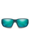 Smith Hookset 62mm Chromapop™ Polarized Oversize Wraparound Sunglasses In Pacific/opal