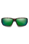 Smith Hookset 62mm Chromapop™ Polarized Oversize Wraparound Sunglasses In Tortoise/glass Green