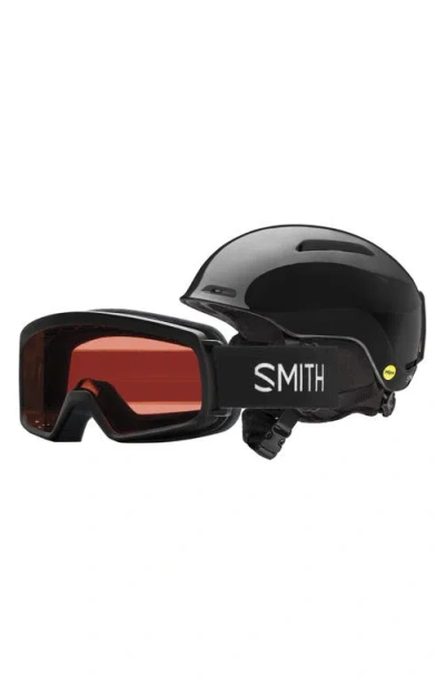 Smith Kids' Glide Jr. Snow Helmet With Mips & Rascal Snow Goggles Set In Black