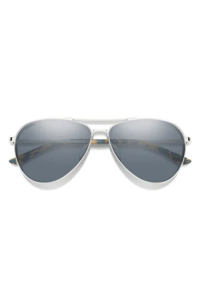Smith Langley Ii 61mm Chromapop™ Polarized Aviator Sunglasses In Blue