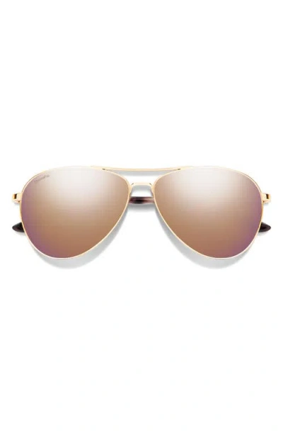 Smith Langley Ii 61mm Chromapop™ Polarized Aviator Sunglasses In Gold