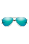 Smith Langley Ii 61mm Chromapop™ Polarized Aviator Sunglasses In Gold/chromapop Opal Mirror
