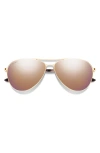 Smith Langley Ii 61mm Chromapop™ Polarized Aviator Sunglasses In Rose Gold/rose Gold Mirror