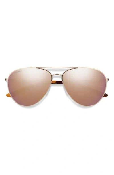 Smith Layback 60mm Chromapop™ Polarized Aviator Sunglasses In Gold