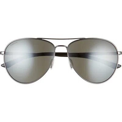 Smith Layback 60mm Polarized Aviator Sunglasses In Dark Ruth/platinum Mirror