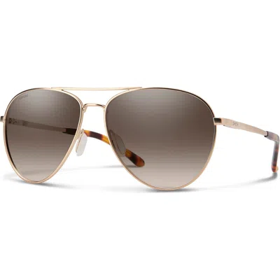 Smith Layback 60mm Polarized Aviator Sunglasses In Matte Gold/brown