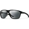 Smith Leadout Pivlock 63mm Chromapop™ Oversize Wraparound Sunglasses In Black/clear To Gray