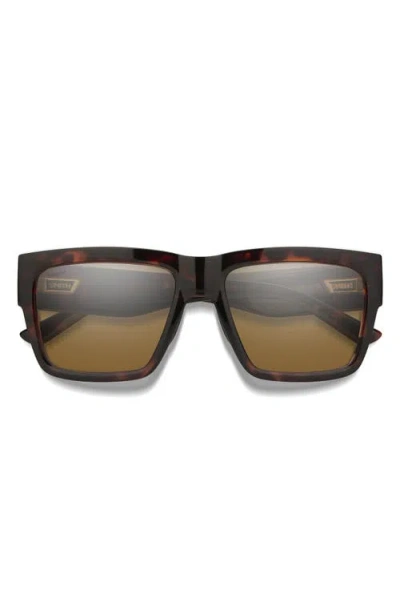 Smith Lineup 58mm Chromapop™ Polarized Rectangular Sunglasses In Brown