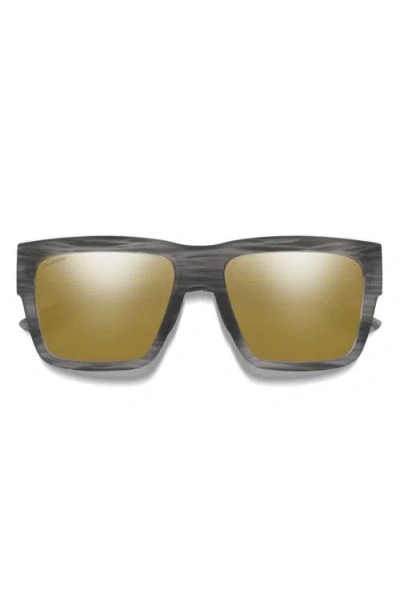 Smith Lineup 58mm Chromapop™ Polarized Rectangular Sunglasses In Matte Gray Horn/bronze