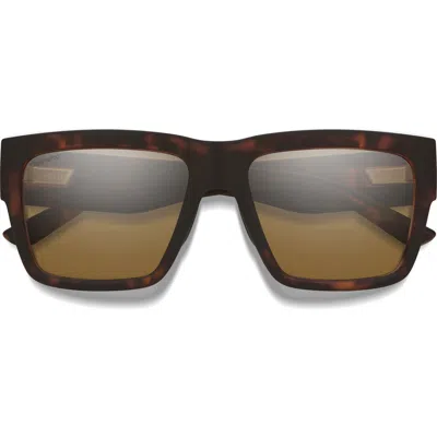 Smith Lineup 58mm Chromapop™ Polarized Rectangular Sunglasses In Matte Tortoise/brown