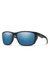 Smith Longfin 57mm Chromapop™ Polarized Square Sunglasses In Black/chromapop Glass Blue