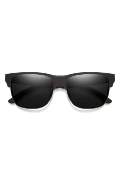 Smith Lowdown 56mm Chromapop Polarized Browline Sunglasses In Matte Black/black