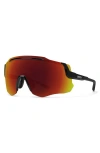 Smith Momentum 135mm Chromapop™ Shield Sunglasses In Black/chromapop Red Mirror