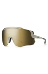 Smith Momentum 135mm Chromapop™ Shield Sunglasses In Matte Bone/black Gold