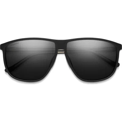 Smith Mono Lake 63m Oversize Chromapop™ Polarized Round Sunglasses In Matte Black/black
