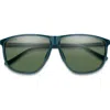 Smith Mono Lake 63m Oversize Chromapop™ Polarized Round Sunglasses In Pacific Crystal/gray Green