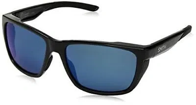 Pre-owned Smith Optic Longfin Unisex Wrap Sunglasses Black/chromapop Polarized Blue Mirror