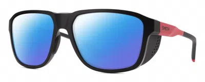 Pre-owned Smith Optics Embark Unisex Polarized Sunglasses Tnf Matte Black/horizon Red 58mm In Blue Mirror Polar