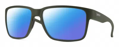 Pre-owned Smith Optics Emerge Unisex Square Polarized Sunglasses In Matte Moss Green 60 Mm In Blue Mirror Polar