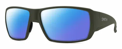 Pre-owned Smith Optics Guides Choice Xl Unisex Polarized Sunglasses Matte Moss Green 63 Mm In Blue Mirror Polar