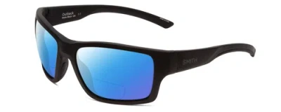 Pre-owned Smith Optics Outback Designer Unisex Polarized Bifocal Sunglasses In Black 59mm In Blue Mirror