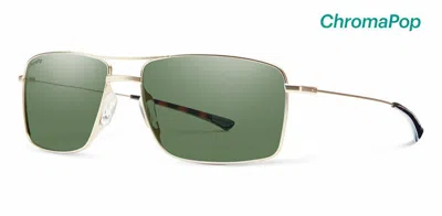 Pre-owned Smith Optics Turner Sunglasses Polarized Gray/green Chromapop™ Gold Aviator