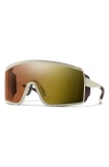 Smith Pursuit 148mm Chromapop™ Glacier Photochromic Polarized Shield Sunglasses In Ct Matte Bone/glacier Copper