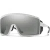 Smith Pursuit 148mm Chromapop™ Glacier Photochromic Polarized Shield Sunglasses In White/chromapop Platinum