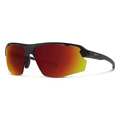 Pre-owned Smith Resolve Wrap Semi-rimless Sunglasses Black/chromapop Red Mirror+clear Lens In Multicolor