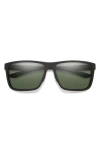 Smith Riptide 57mm Chromapop™ Polarized Sport Rectangular Sunglasses In Matte Black/gray Green