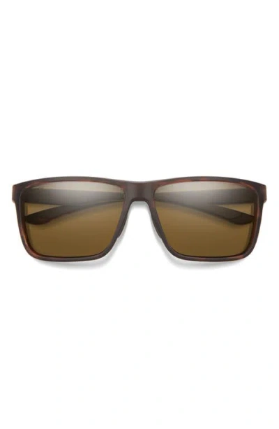Smith Riptide 57mm Chromapop™ Polarized Sport Rectangular Sunglasses In Matte Tortoise/brown