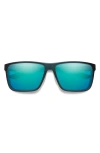 Smith Riptide 61mm Chromapop™ Polarized Sport Square Sunglasses In Pacific Crystal/glass Opal