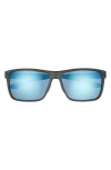 Smith Riptide 61mm Polarized Sport Square Sunglasses In Matte Black/blue Mirror