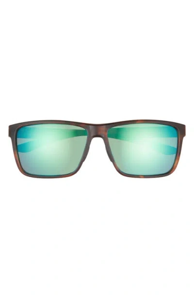 Smith Riptide 61mm Polarized Sport Square Sunglasses In Matte Tortoise/green Mirror