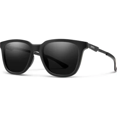 Smith Roam 53mm Polarized Square Sunglasses In Matte Black/chromapop Black