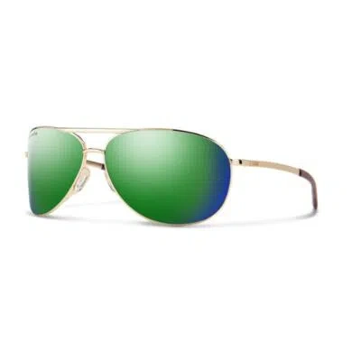Pre-owned Smith Serpico 2 Sunglasses Gold Chromapop Polarized Green Mirror
